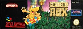 Top of cartridge artwork for Radical Rex on the Nintendo SNES.