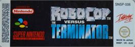 Top of cartridge artwork for RoboCop Versus the Terminator on the Nintendo SNES.