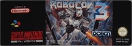 Top of cartridge artwork for Robocop 3 on the Nintendo SNES.
