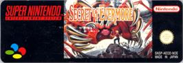 Top of cartridge artwork for Secret of Evermore on the Nintendo SNES.