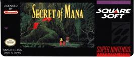 Top of cartridge artwork for Secret of Mana on the Nintendo SNES.