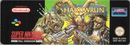 Top of cartridge artwork for Shadowrun on the Nintendo SNES.