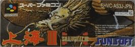 Top of cartridge artwork for Shanghai 3 on the Nintendo SNES.