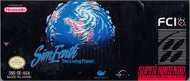 Top of cartridge artwork for Sim Earth: The Living Planet on the Nintendo SNES.