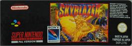 Top of cartridge artwork for Skyblazer on the Nintendo SNES.