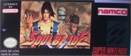 Top of cartridge artwork for Soul Blade on the Nintendo SNES.