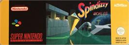 Top of cartridge artwork for Spindizzy Worlds on the Nintendo SNES.