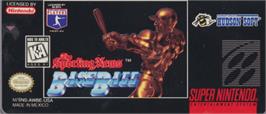 Top of cartridge artwork for Sporting News Baseball, The on the Nintendo SNES.