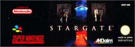 Top of cartridge artwork for Stargate on the Nintendo SNES.