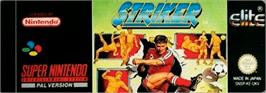 Top of cartridge artwork for Striker on the Nintendo SNES.