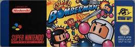Top of cartridge artwork for Super Bomberman on the Nintendo SNES.