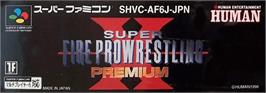 Top of cartridge artwork for Super Fire Pro Wrestling Premium X on the Nintendo SNES.