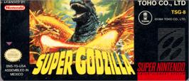 Top of cartridge artwork for Super Godzilla on the Nintendo SNES.