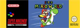 Top of cartridge artwork for Super Mario World on the Nintendo SNES.