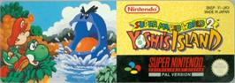 Top of cartridge artwork for Super Mario World 2: Yoshi's Island on the Nintendo SNES.