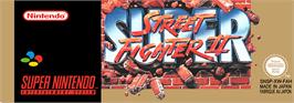 Top of cartridge artwork for Super Street Fighter II: The New Challengers on the Nintendo SNES.