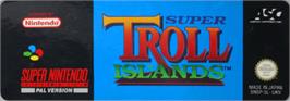 Top of cartridge artwork for Super Troll Islands on the Nintendo SNES.