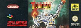 Top of cartridge artwork for Super Turrican on the Nintendo SNES.