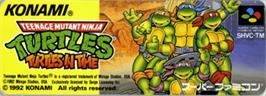 Top of cartridge artwork for Teenage Mutant Ninja Turtles 4 - Turtles In Time on the Nintendo SNES.