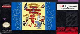 Top of cartridge artwork for The Adventures of Rocky and Bullwinkle & Friends on the Nintendo SNES.