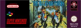 Top of cartridge artwork for The Blues Brothers: Jukebox Adventure on the Nintendo SNES.