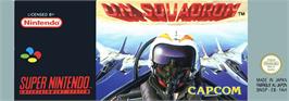 Top of cartridge artwork for U.N. Squadron on the Nintendo SNES.