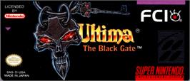 Top of cartridge artwork for Ultima 7 - The Black Gate on the Nintendo SNES.
