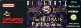 Top of cartridge artwork for Ultimate Mortal Kombat 3 on the Nintendo SNES.