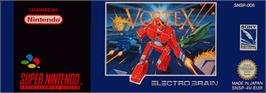Top of cartridge artwork for Vortex on the Nintendo SNES.