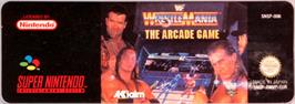 Top of cartridge artwork for WWF Wrestlemania: The Arcade Game on the Nintendo SNES.