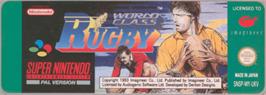 Top of cartridge artwork for World Class Rugby on the Nintendo SNES.