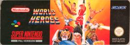 Top of cartridge artwork for World Heroes on the Nintendo SNES.