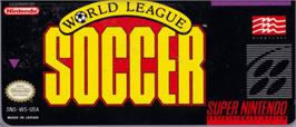 Top of cartridge artwork for World League Soccer on the Nintendo SNES.