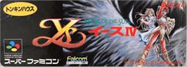 Top of cartridge artwork for Ys IV: Mask of the Sun on the Nintendo SNES.