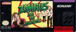 Top of cartridge artwork for Zombies Ate My Neighbors on the Nintendo SNES.