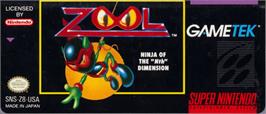 Top of cartridge artwork for Zool on the Nintendo SNES.