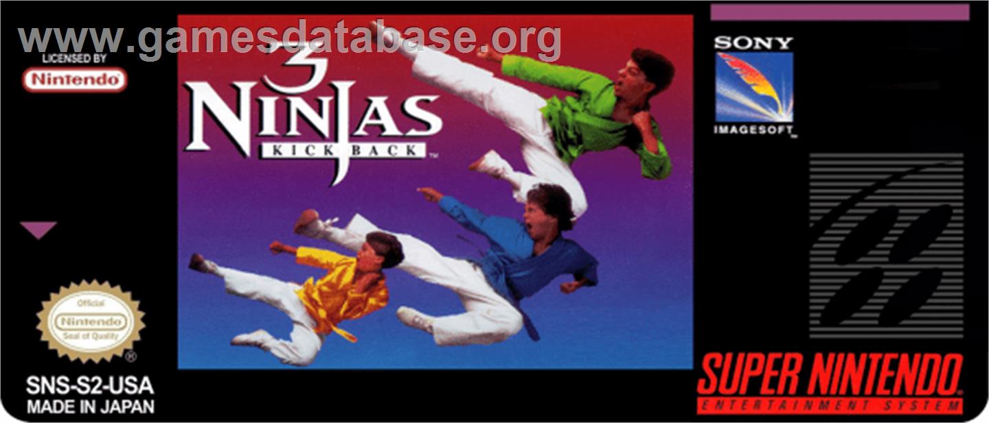 3 Ninjas Kick Back - Nintendo SNES - Artwork - Cartridge Top