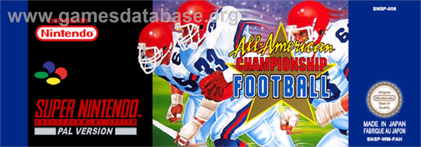 All-American Championship Football - Nintendo SNES - Artwork - Cartridge Top