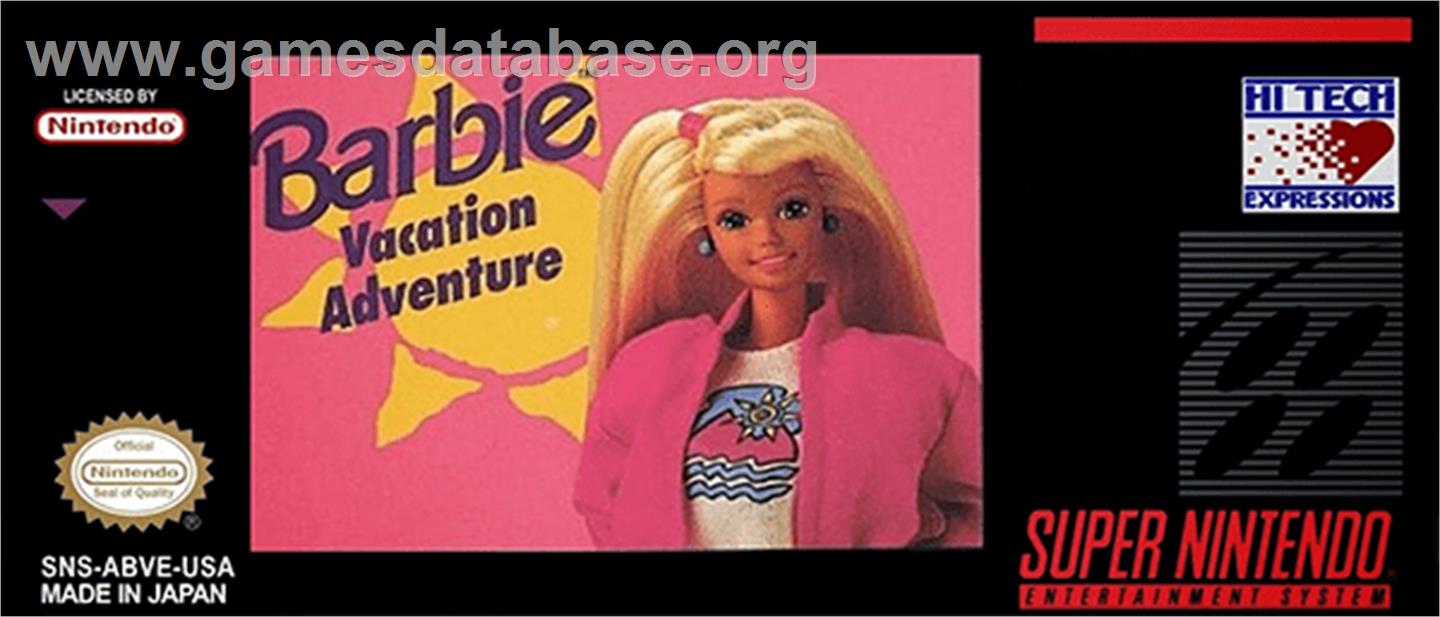 Barbie - Vacation Adventure - Nintendo SNES - Artwork - Cartridge Top