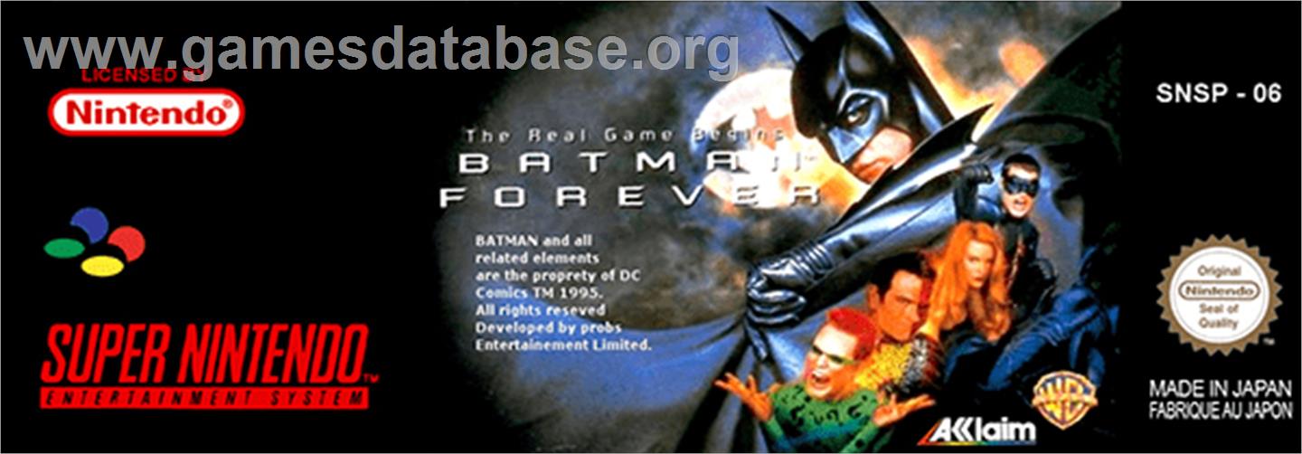 Batman Forever - Nintendo SNES - Artwork - Cartridge Top