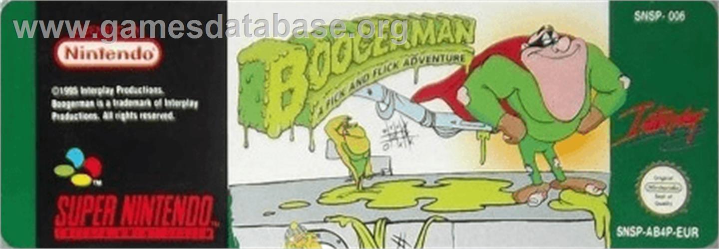 Boogerman: A Pick and Flick Adventure - Nintendo SNES - Artwork - Cartridge Top