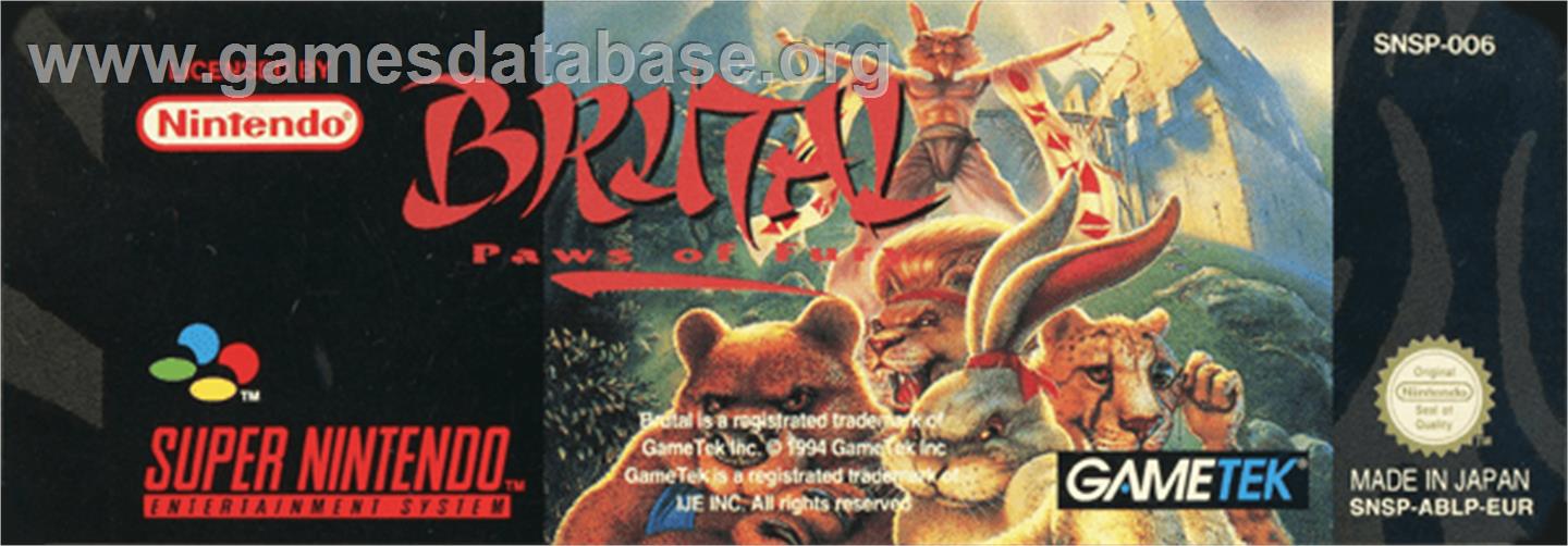 Brutal - Paws Of Fury - Nintendo SNES - Artwork - Cartridge Top