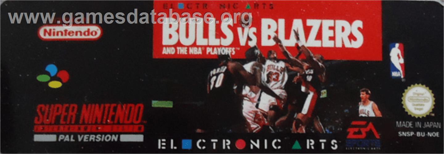 Bulls vs. Blazers and the NBA Playoffs - Nintendo SNES - Artwork - Cartridge Top