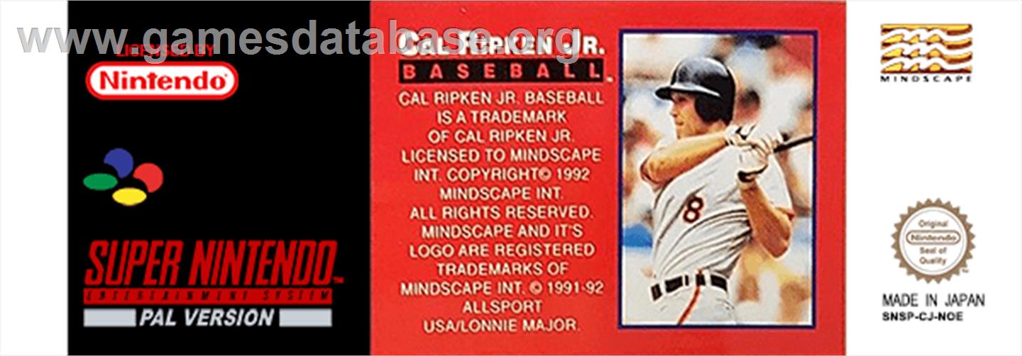 Cal Ripken Jr. Baseball - Nintendo SNES - Artwork - Cartridge Top