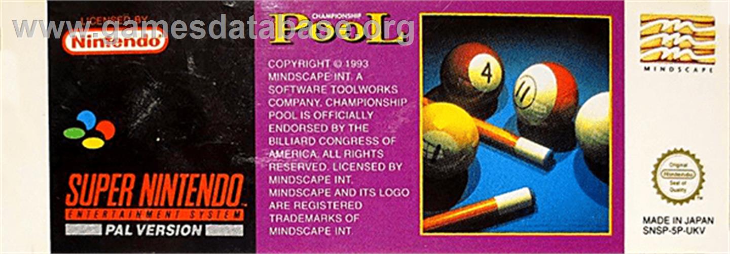 Championship Pool - Nintendo SNES - Artwork - Cartridge Top