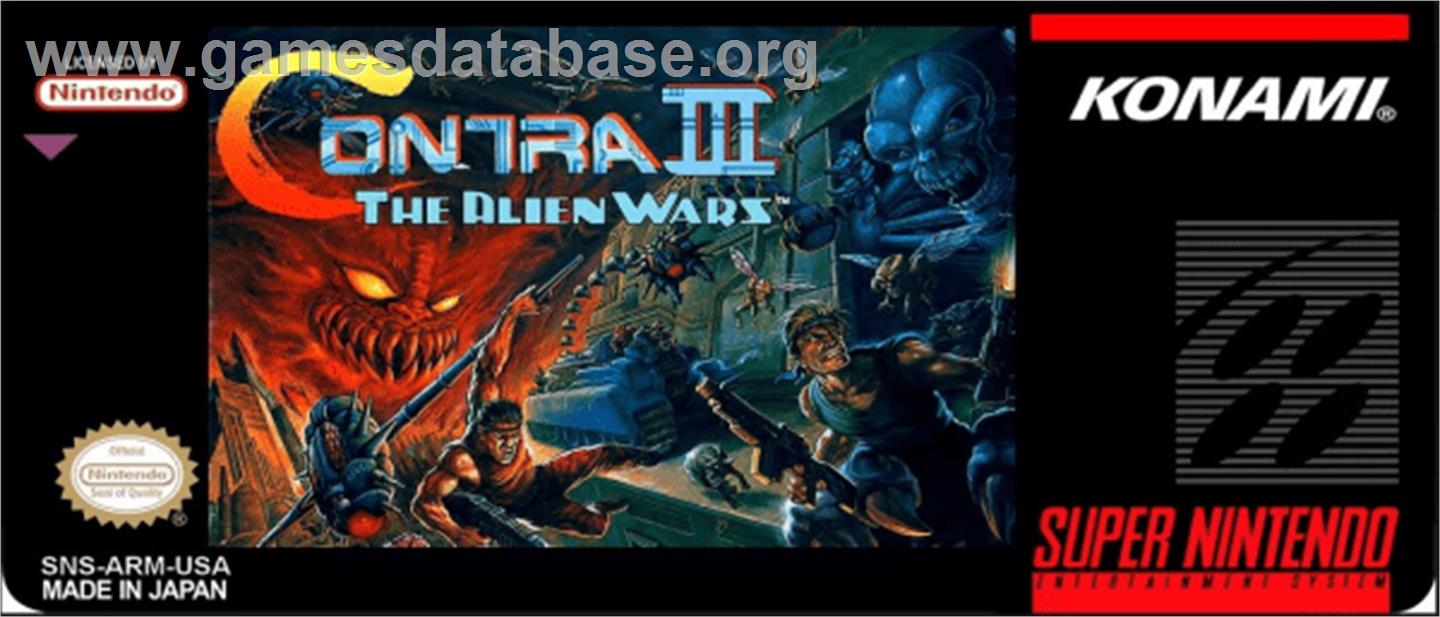 Contra III: The Alien Wars - Nintendo SNES - Artwork - Cartridge Top