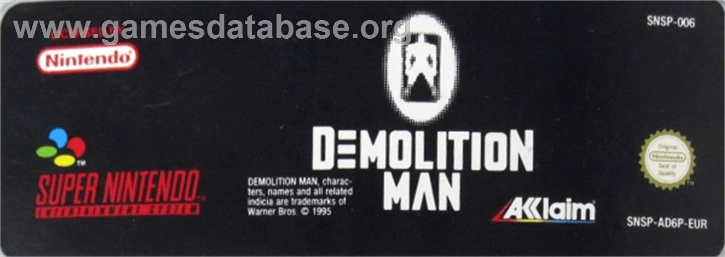 Demolition Man - Nintendo SNES - Artwork - Cartridge Top