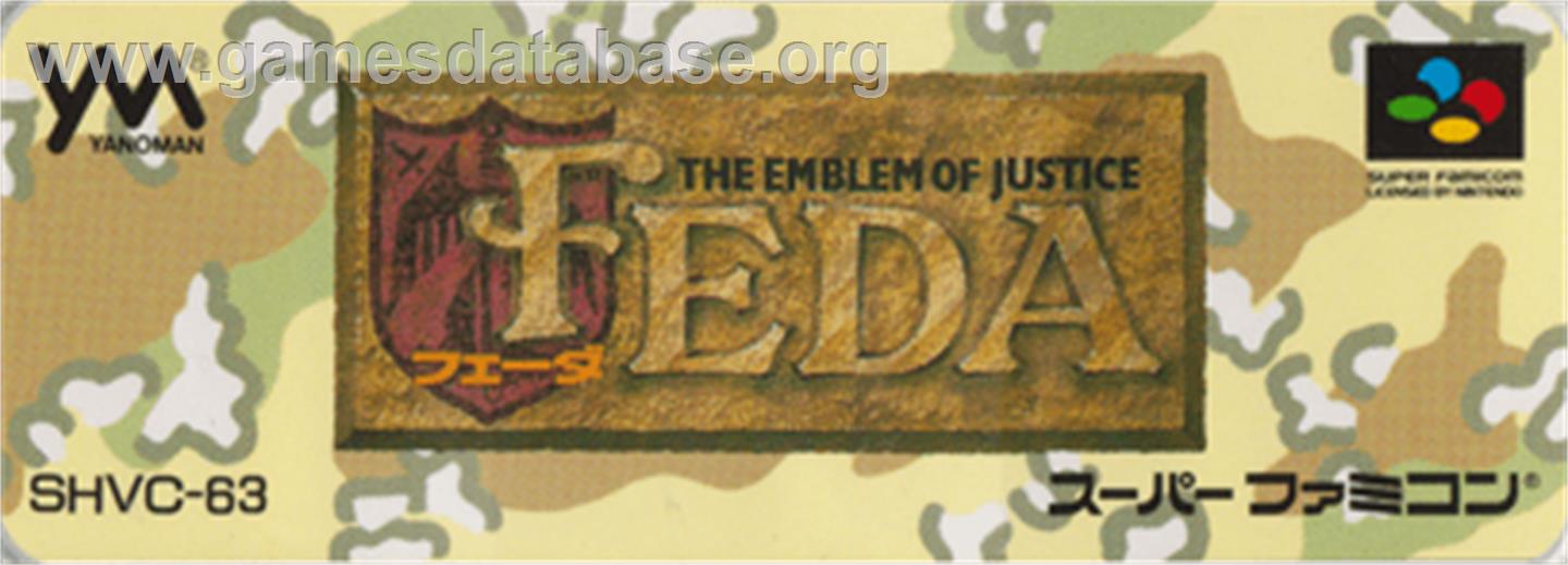Feda - The Emblem Of Justice - Nintendo SNES - Artwork - Cartridge Top