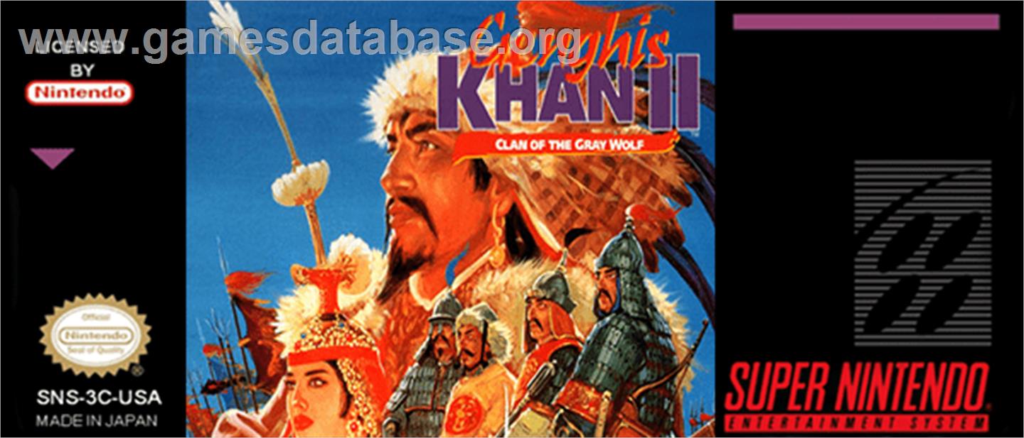 Genghis Khan 2 - Clan Of The Grey Wolf - Nintendo SNES - Artwork - Cartridge Top