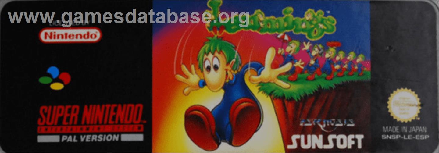 Lemmings - Nintendo SNES - Artwork - Cartridge Top